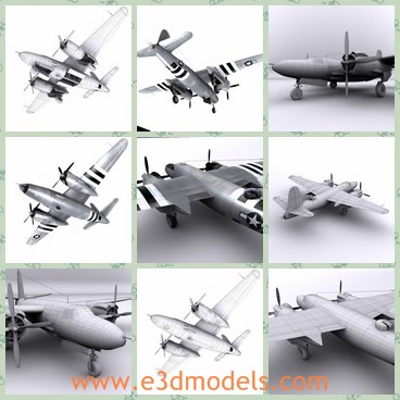 3d model the bomber - This is a 3d model of the bomber Marauder,which  was a World War II twin-engine medium bomber, first used in the Pacific Theater in early 1942.