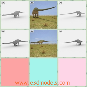 3d model the apatosaurus with a long head and a lo - This is a 3d model of the apatossurus with a long head and a long tail,which has four short legs.The model is a kind of dinosaur in the plain.