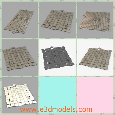 3d model the floor modul made of stone - This is a 3d model of the floor module,which is made of stone and the model is placed in the pavement .