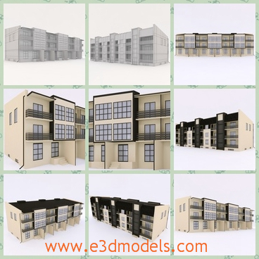 3d model the modern buildings - This is a 3d model of the modern buildings in the town,which are linked to each other and the houses are partly made of glass.