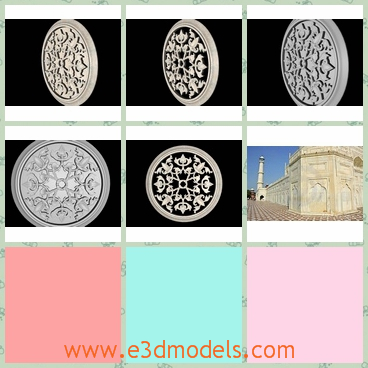 3d models of carved round medallion bas - This 3d model is a carved round medallion base which is very beautiful with intricate design. This model is part of the big project &quotMY TAJMAHAL", which is under modeling process.