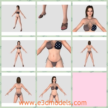 3d model the sexy woman - This is a 3d model of the sexy woman,who has the bikina.The woman has a hot and slender body.