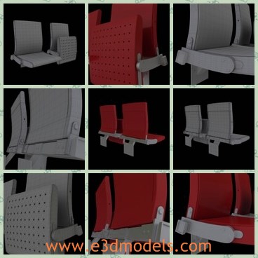 3d model the red seat - This is a 3d model of the red seat,which is the theater seat.The model is unfolding and made with good quality.