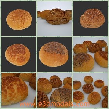 3d model the bread rolls - This is a 3d model of the bread rolls,which is baked and poppy.The food is delicious and made in good shape.