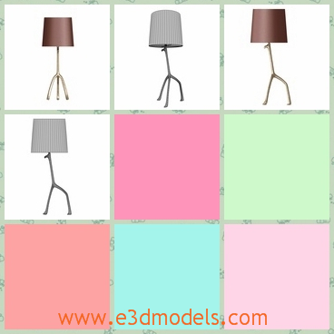 3d model of giraffe lamp - This 3d model is about a giraffe lamp. This lamp looks like a giraffe because it has a big shade and a long thin frame which looks like the long neck of a giraffe.