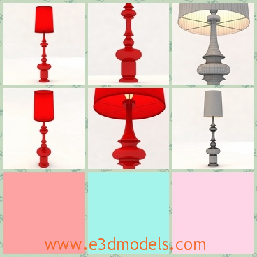 3d model the red floor lamp - This is a 3d model of the red floor lamp,which is standing on the ground.The lamp is in the modern style.