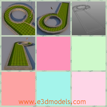 3d model the golf hole in the shape of letter P - This is a 3d model of the golf hole in the shape of letter P,which is pretty and special.