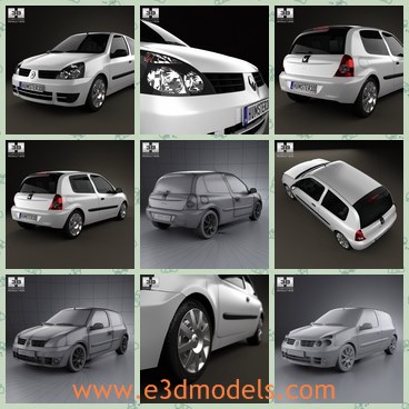 3d model the hatchback of France - This is a 3d model of the hatchback of France,which is made with 3 doors.The model is famous in France and is small and with high quality.