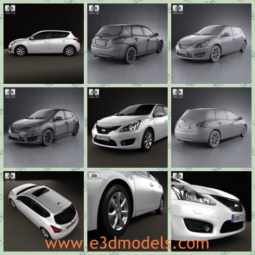 3d model the Nissan car - This is a 3d model of the Nissan car,which is compact and popular in Japan.The model is spacious and made with good quality.