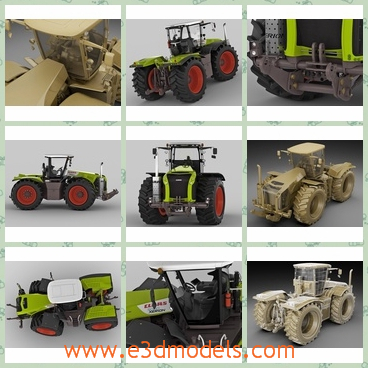 3d model the tractor in the farm - This is a 3d model of the tractor,which is practical and useful in the agriculture.The model can be easily changed or applied to other materials- animated cabine rotation.