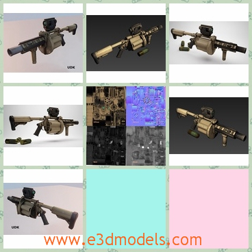 3d model the launcher - This is a 3d model of the launcher with a rifle.The white studio setting renders are done in iRay. Wireframe shots are max viewports.